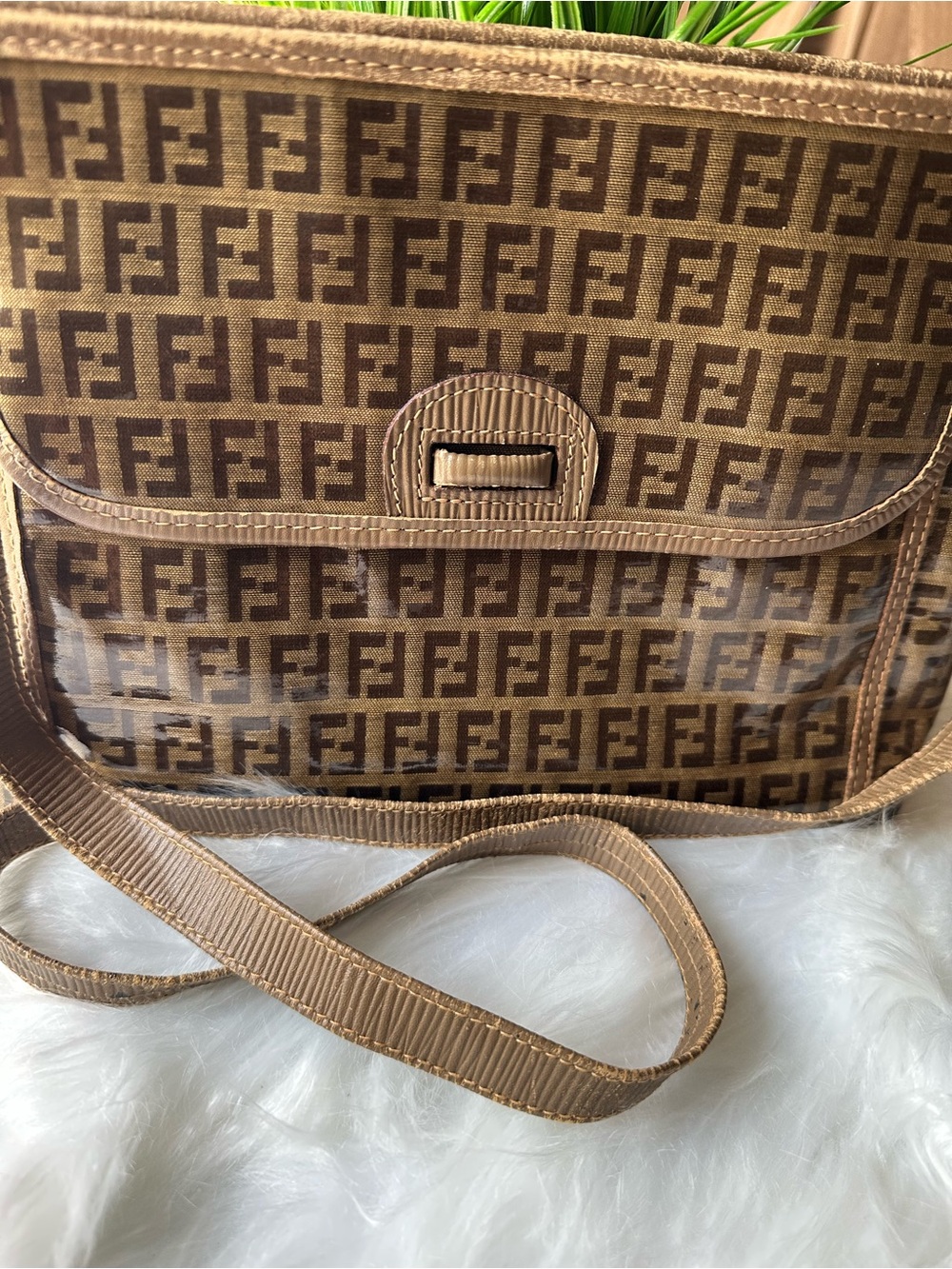 Vintage Fendi Zucca FF Monogram Shoulder Crossbody Bag